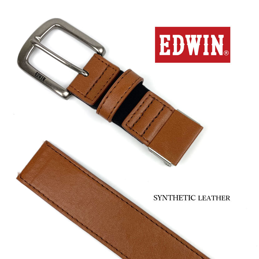 [All 5 colors] EDWIN Head Stretch Design Leather Belt