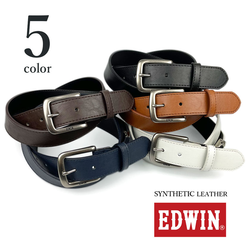 [All 5 colors] EDWIN Head Stretch Design Leather Belt