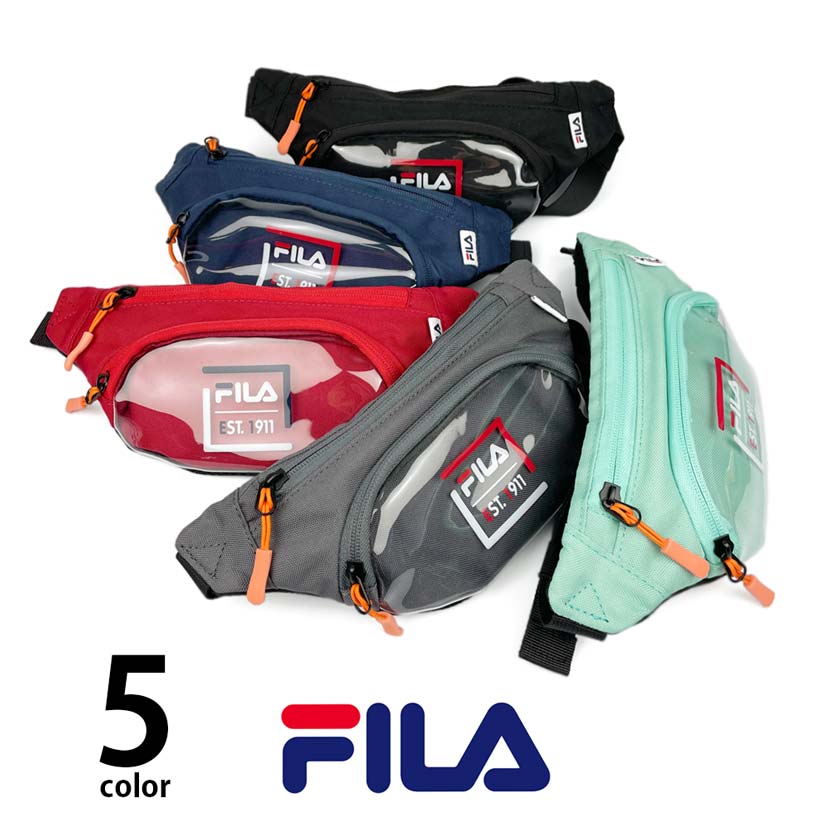 全5色 FILA（フィラ） クリアフロントポケット ウエストバッグ