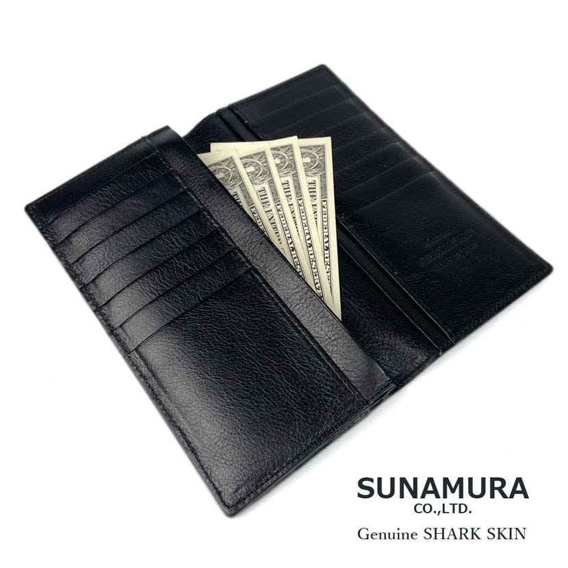 [2 colors] SUNAMURA Made in Japan Luxury Shark Leather Slim Long Wallet Long Wallet Shark Leather