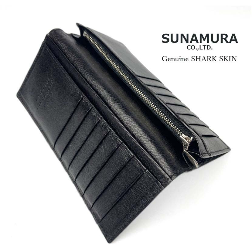 [2 colors] SUNAMURA Made in Japan Luxury Shark Leather Slim Long Wallet Long Wallet Shark Leather