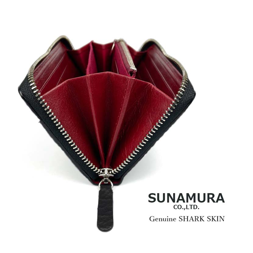 [2 colors] SUNAMURA Made in Japan Luxury Shark Leather Round Zipper Long Wallet Long Wallet Shark Leather