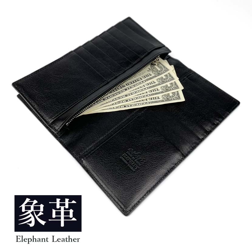 [All 3 colors] Made in Japan High quality elephant leather x Himeji leather Long wallet Long wallet