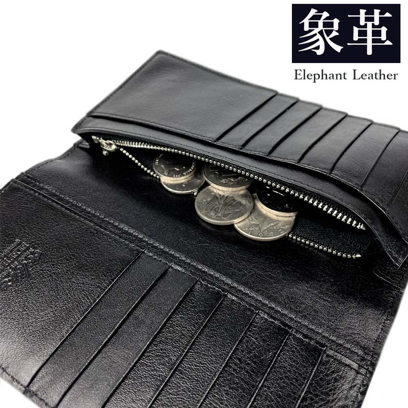 [All 3 colors] Made in Japan High quality elephant leather x Himeji leather Long wallet Long wallet