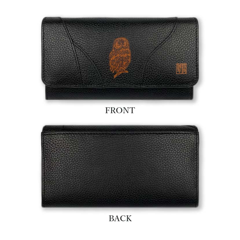 [All 3 colors] Shuhei Nomura Auspicious owl embossed real leather Garcon type long wallet Long wallet