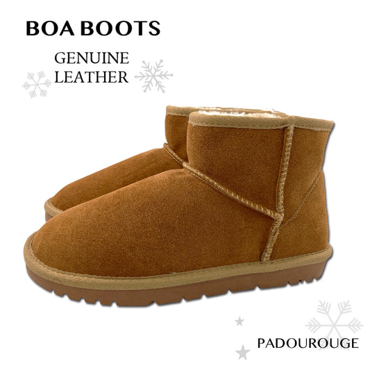 [Genuine Leather] Shearling Boots Short Boots Warm Cowhide Leather Suede 320