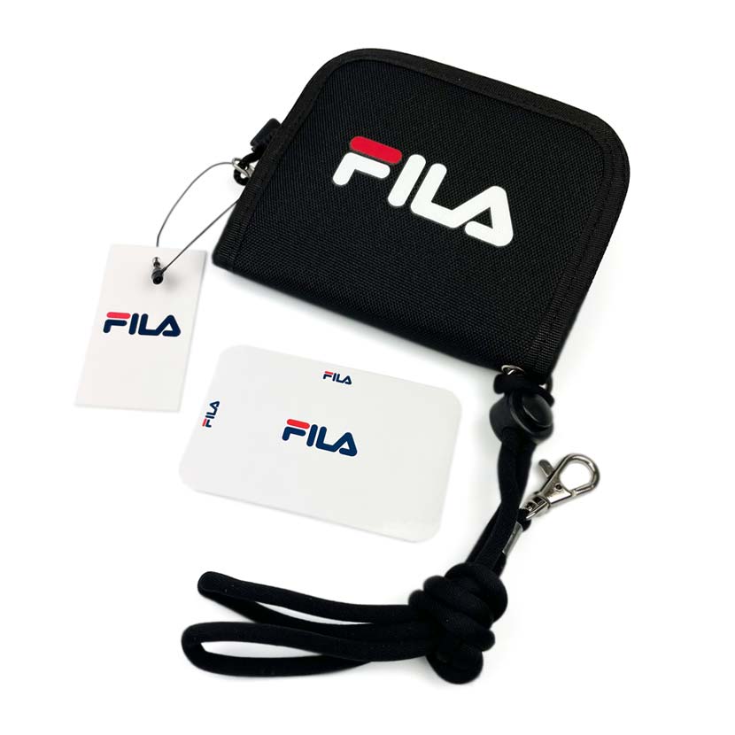 全2色 FILA（フィラ） ロゴプリントデザイン ナイロン 二つ折り 財布