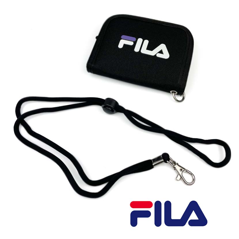 全2色 FILA（フィラ） ロゴプリントデザイン ナイロン 二つ折り 財布