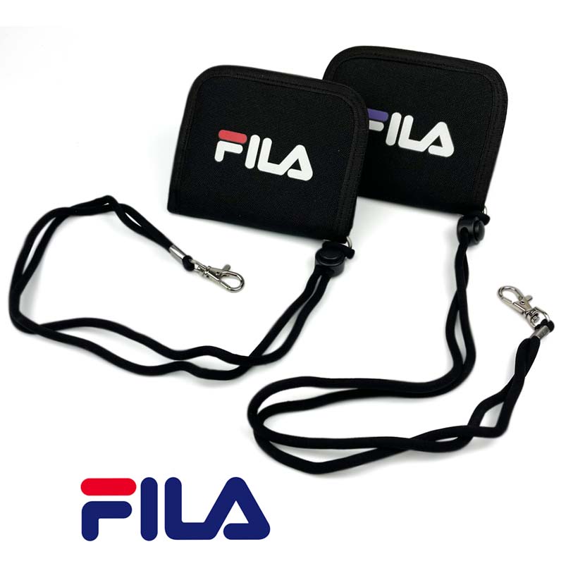 全2色 FILA（フィラ） ロゴプリントデザイン ナイロン 二つ折り 財布