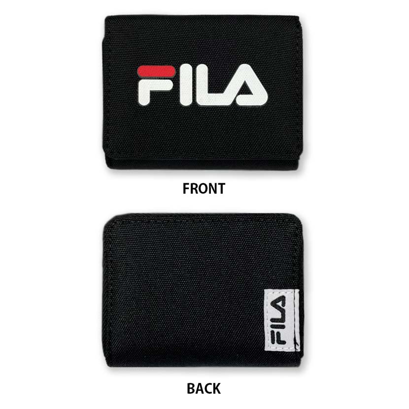 全2色 FILA（フィラ） ロゴプリント デザイン ナイロン 三つ折り ミニ財布