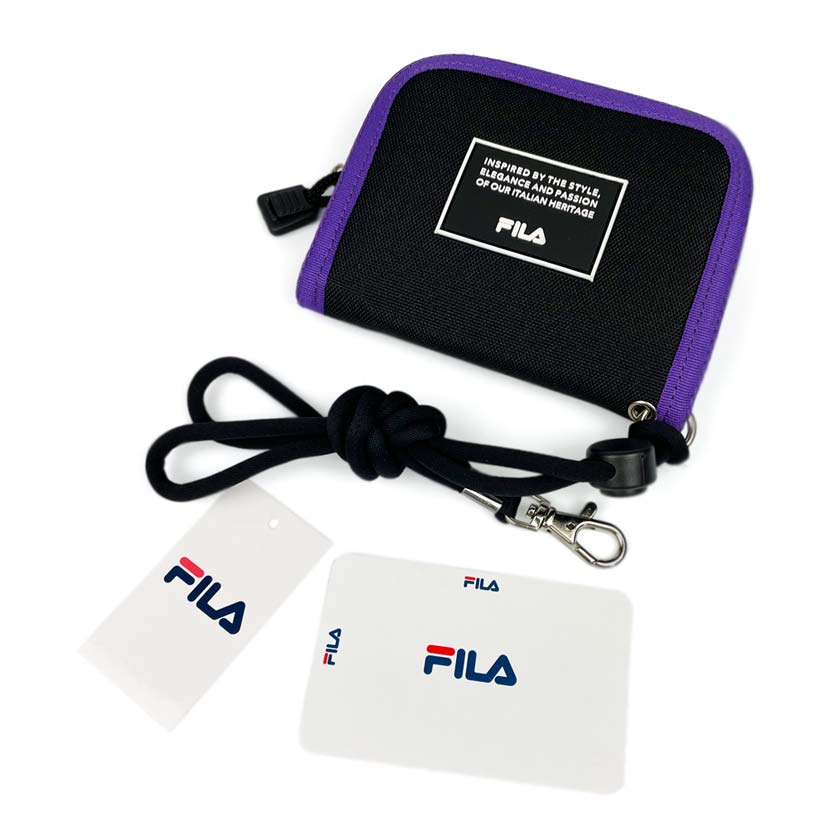 全2色 FILA（フィラ） ラバーロゴデザイン ナイロン 二つ折り 財布