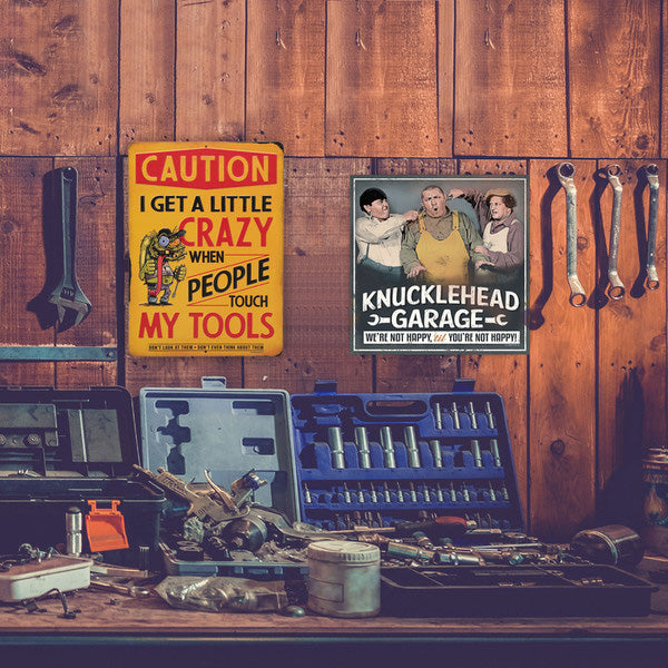 Embossed Metal Sign CAUTION CRAZY MY TOOLS [Tin Sign]