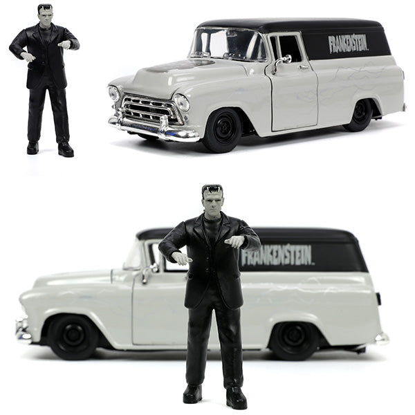 1:24 UNIVERSAL MONSTERS 1957 CHEVY SUBUBAN w/FRANKENSTEIN [Frankenstein] Mini car