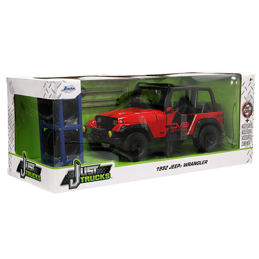 JADATOYS 1:24 JUST TRUCKS w/RACK &amp; WHEELS  1992 JEEP WRANGLER ミニカー