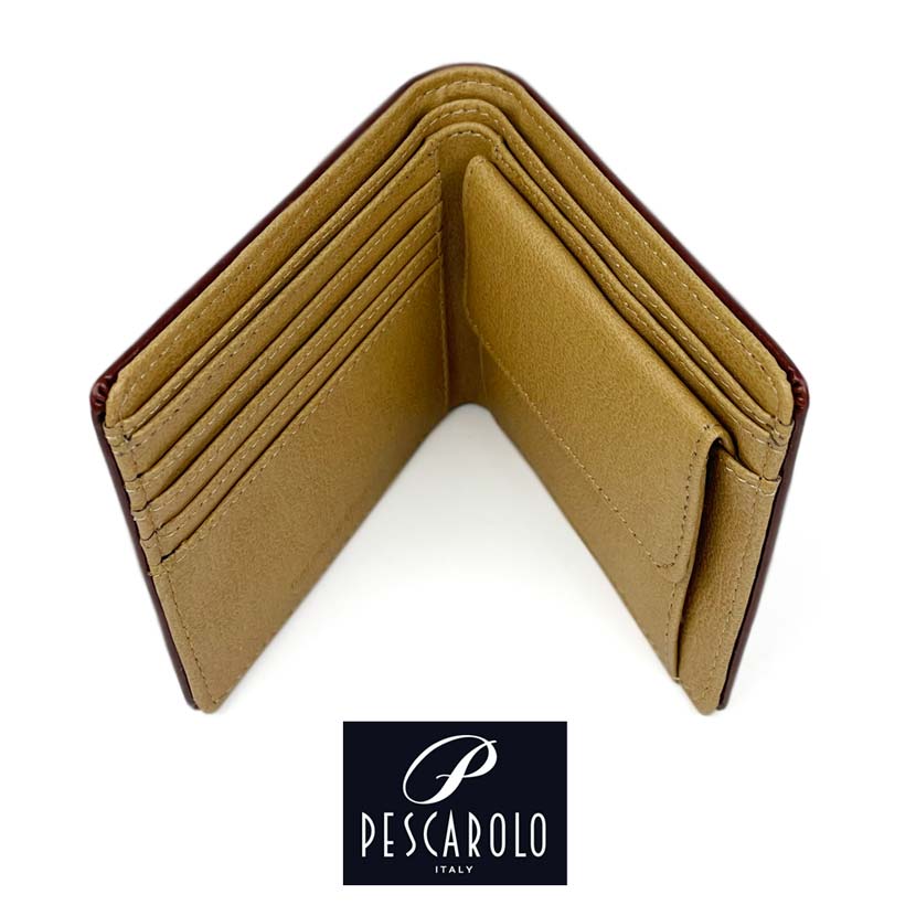 All 2 colors PESCAROLO Italian leather bifold wallet short wallet