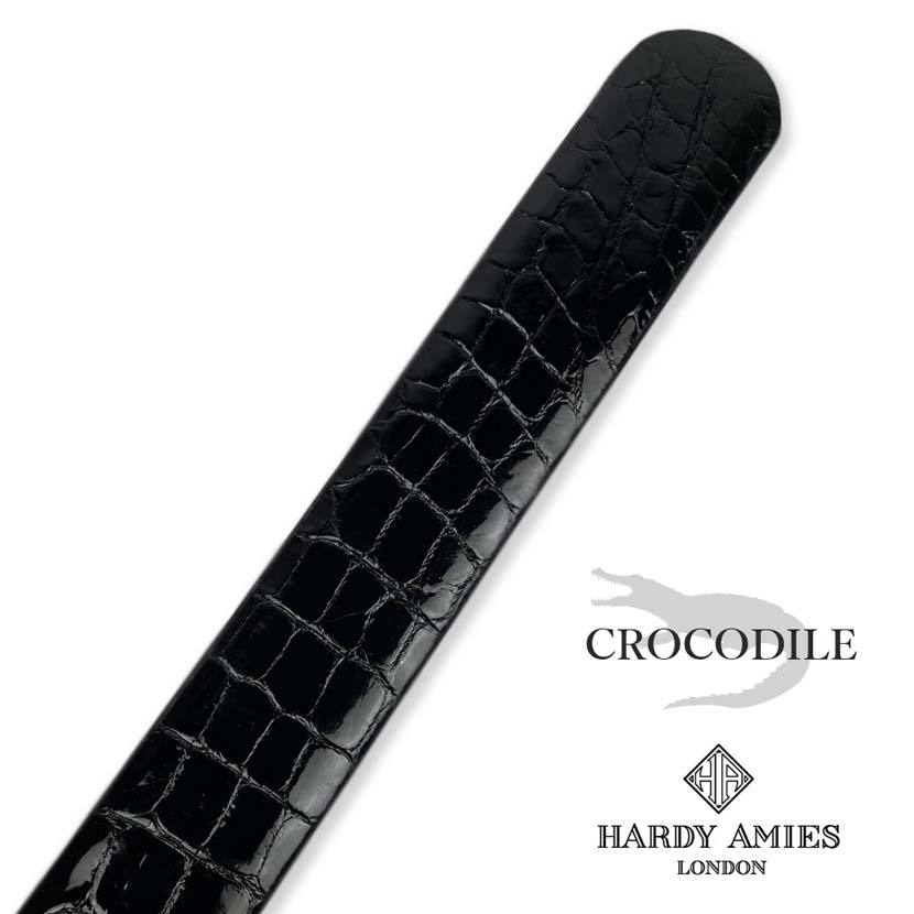 HARDY AMIES ハーディエイミス 日本製 クロコダイルレザー 穴なしフィットバックル ベルト