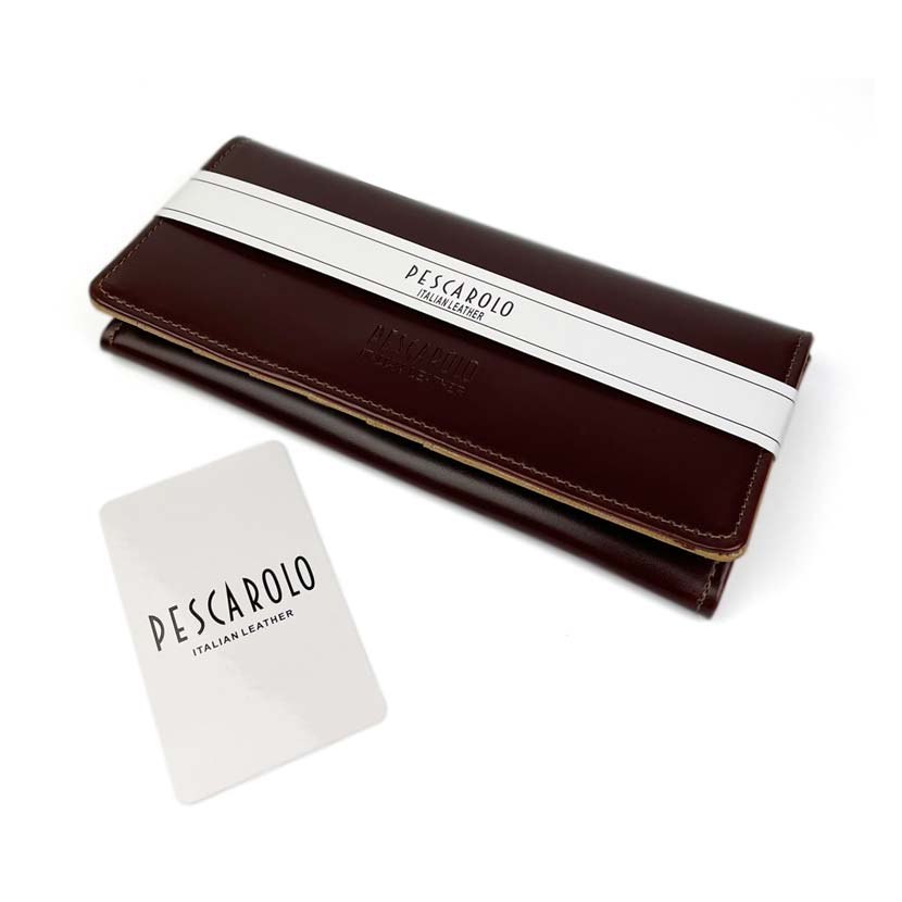 All 2 colors PESCAROLO Italian leather slim bi-fold long wallet long wallet