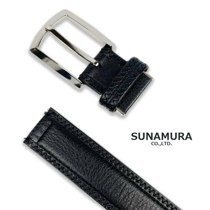 【全1色】SUNAMURA 砂村 MAISTER匠 日本製 高級カウレザー ピンバックル ベルト