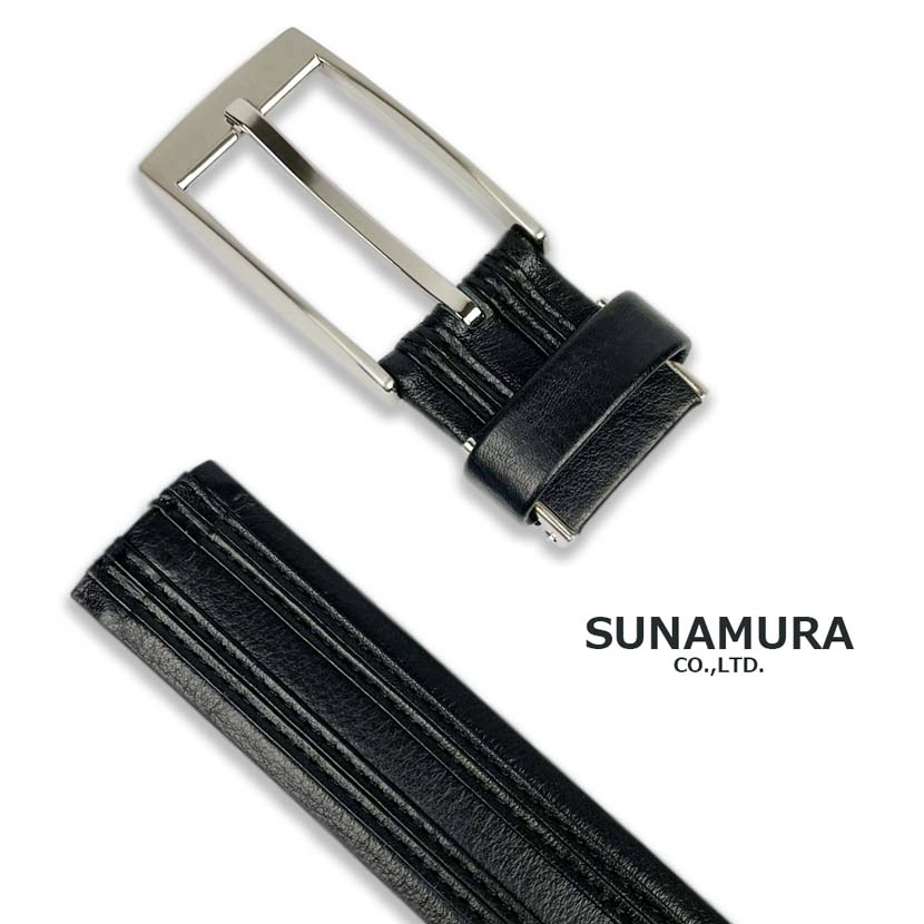 【全1色】SUNAMURA 砂村 MAISTER匠 日本製 高級カウレザー ピンバックル ベルト