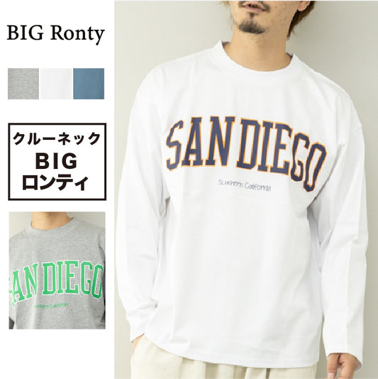 Tシャツ メンズ 長袖 ロゴプリント ルーズシルエット ロングT ビッグTシャツ ルーズTシャツ カットソー