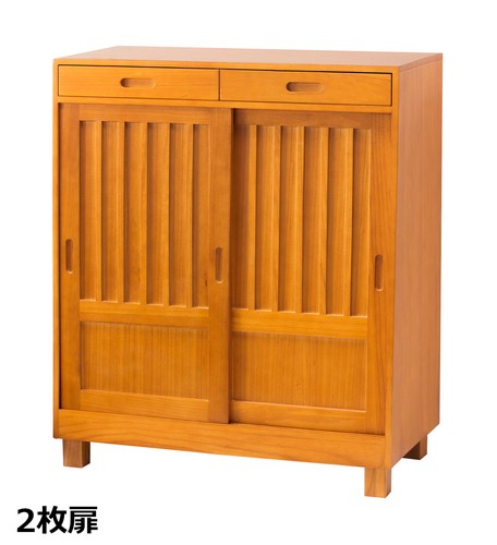 Natural wood Japanese style sliding door shoe box 2 doors 3 doors