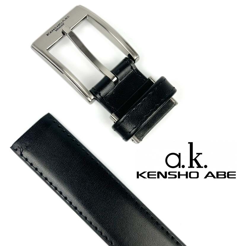 【全1色】 KENSHO ABE ケンショウアベ リアルレザー ピンバックル ベルト ロング 大き目