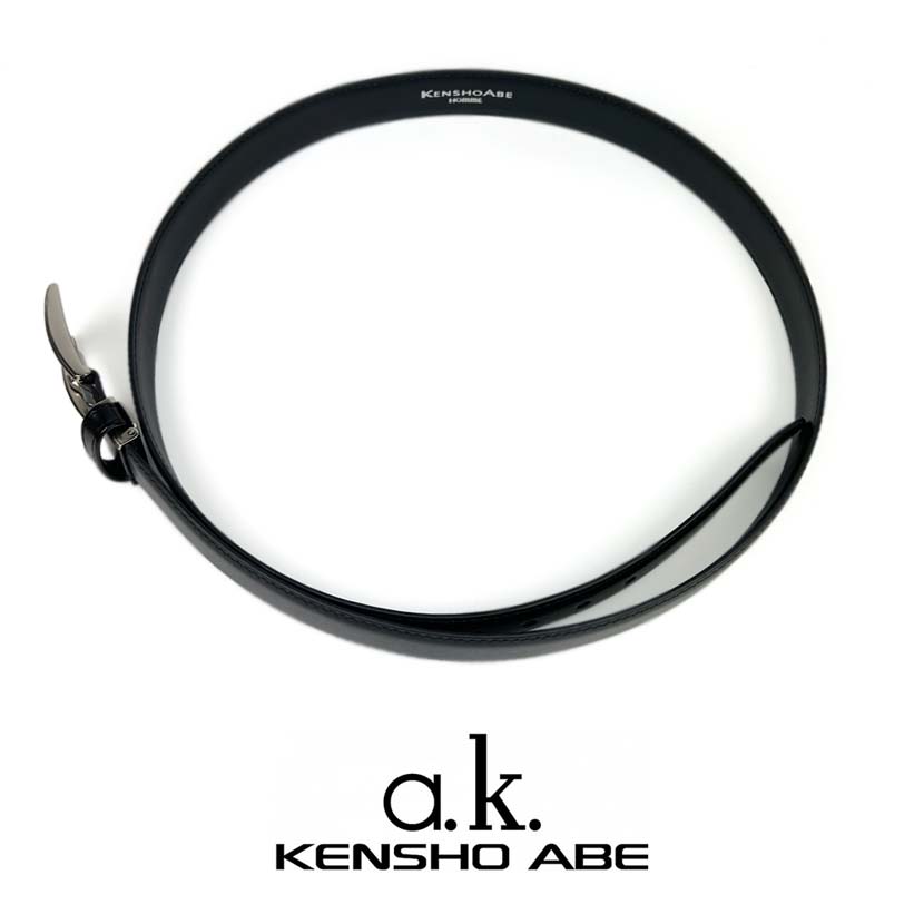 【全1色】 KENSHO ABE ケンショウアベ リアルレザー ピンバックル ベルト ロング 大き目