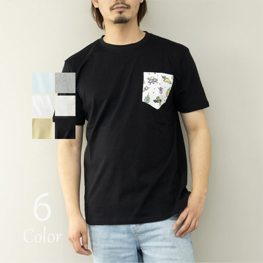 T-shirt Men's Short Sleeve Pocket Print Short Sleeve T-Shirt Tops Cut and Sewn Women's Unisex