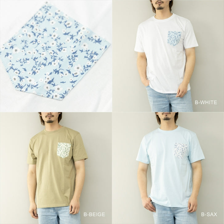 T-shirt Men's Short Sleeve Pocket Print Short Sleeve T-Shirt Tops Cut and Sewn Women's Unisex