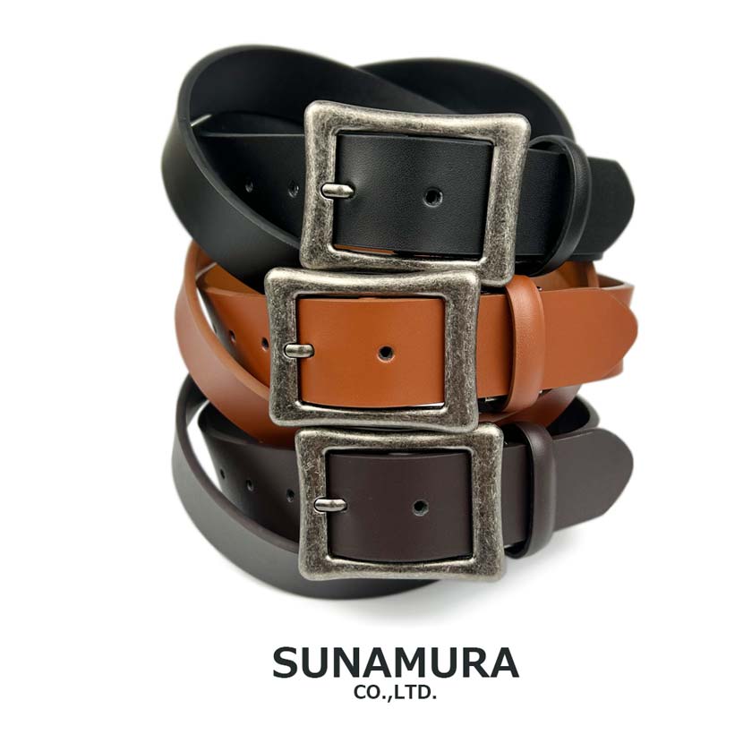 All 3 colors SUNAMURA Original Real Leather Normal Design Belt Simple 3.2cm width