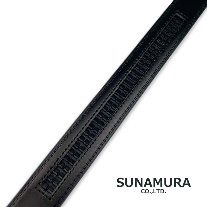 All 2 colors SUNAMURA Original Black Titanium Smart Lock Belt No Hole Real Leather