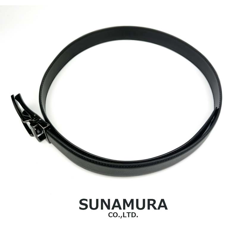 All 2 colors SUNAMURA Original Black Titanium Smart Lock Belt No Hole Real Leather