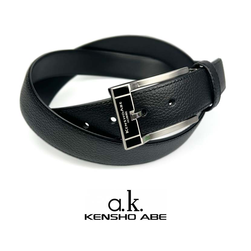 [Made in Japan] KENSHO ABE Real Leather Pin Buckle Belt Embossed