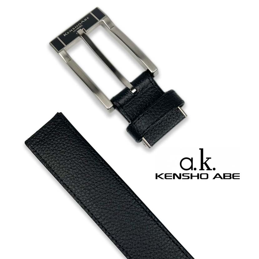 [Made in Japan] KENSHO ABE Real Leather Pin Buckle Belt Embossed