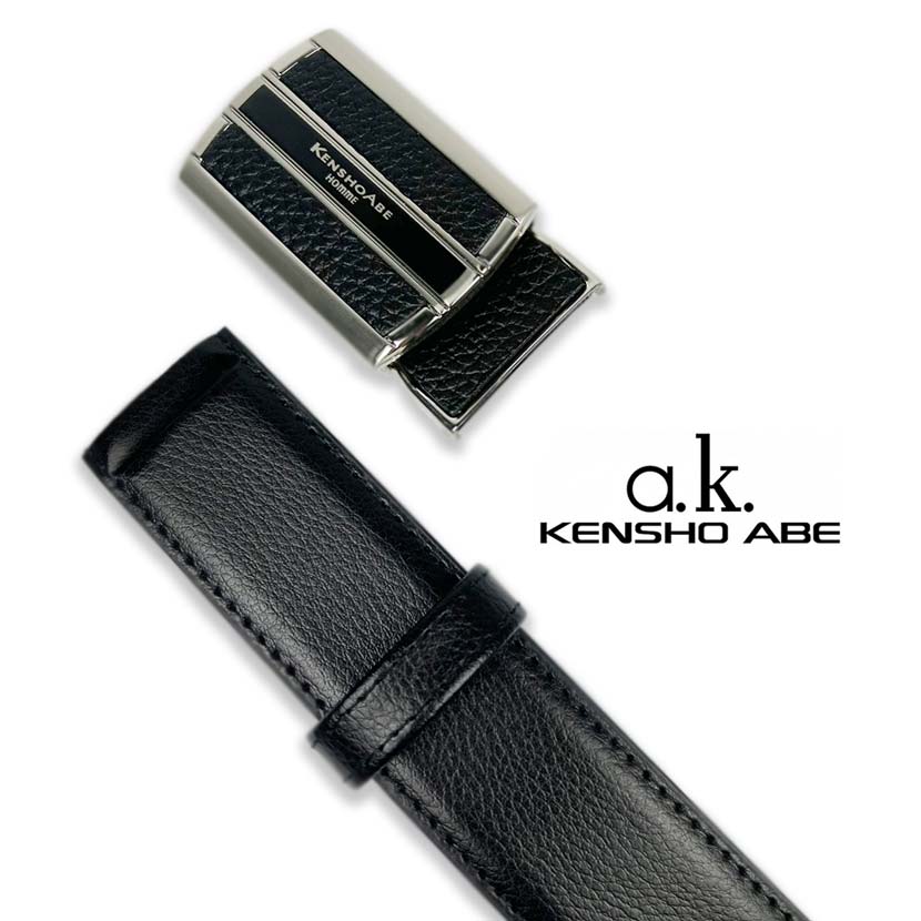 [Made in Japan] KENSHO ABE Real Leather Belt Fit Buckle No Hole Belt