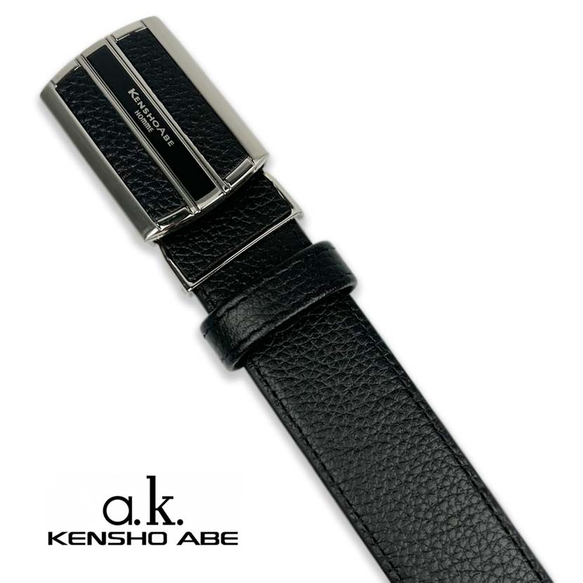 [Made in Japan] KENSHO ABE Real Leather Belt Fit Buckle No Hole Belt