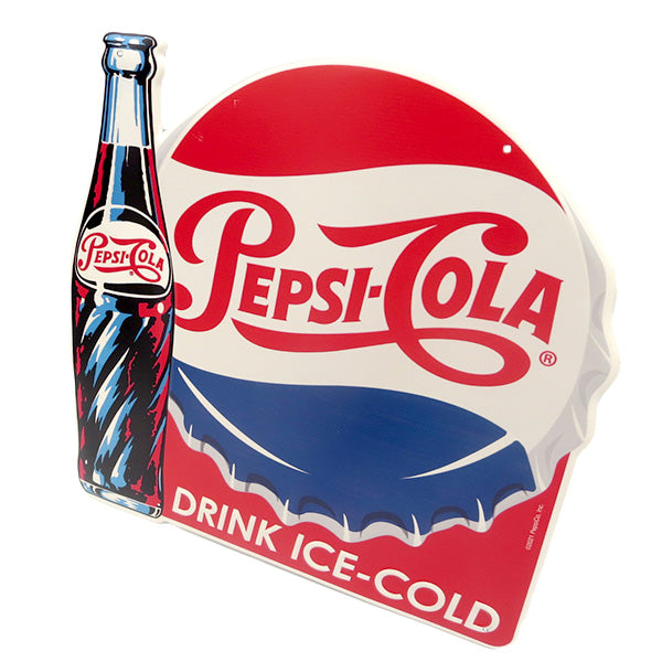 ダイカットエンボスメタルサイン PEPSI - COLA DRINK ICE COLD【ペプシ ブリキ看板】