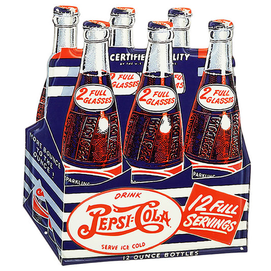 ダイカットエンボスメタルサイン PEPSI - COLA 6 PACK BOTTLE 【ペプシ ブリキ看板】