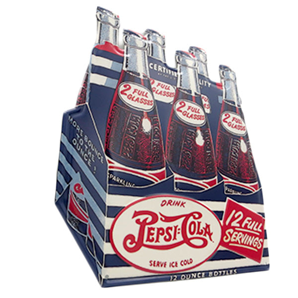 ダイカットエンボスメタルサイン PEPSI - COLA 6 PACK BOTTLE 【ペプシ ブリキ看板】