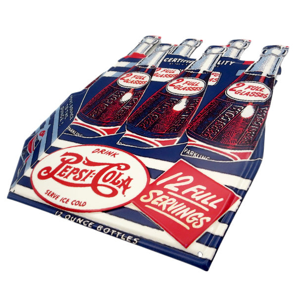 ダイカットエンボスメタルサイン PEPSI - COLA 6 PACK BOTTLE 【ペプシ ブリキ看板】