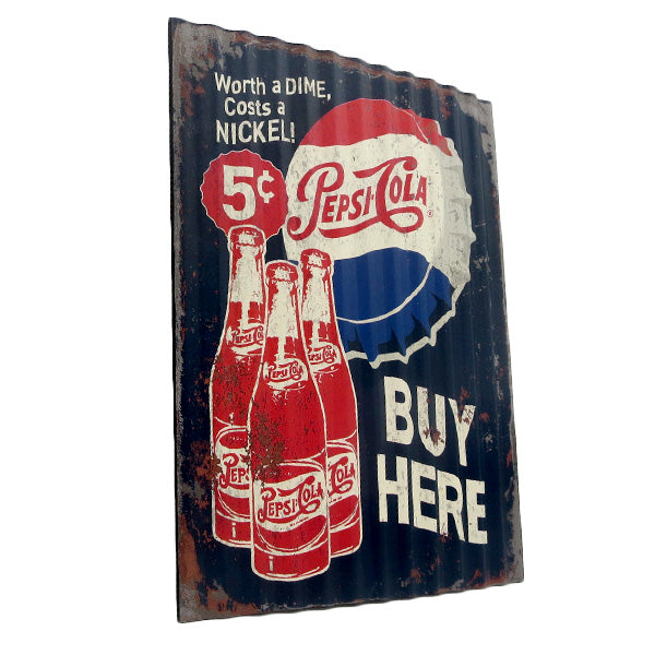 Colgate Metal Sign PEPSI - COLA BUY HERE [Pepsi Tin Sign]