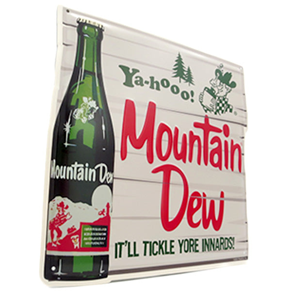 Die-cut embossed metal sign MOUNTAIN DEW YA-HOOO! [Mountain Dew tin sign]