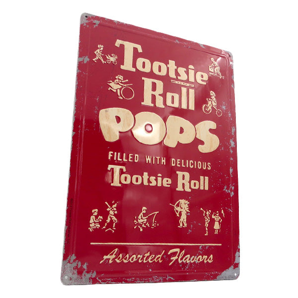 エンボス メタルサイン TOOTSIE POPS  VINTAGE　【トッツィーポップス ブリキ看板】