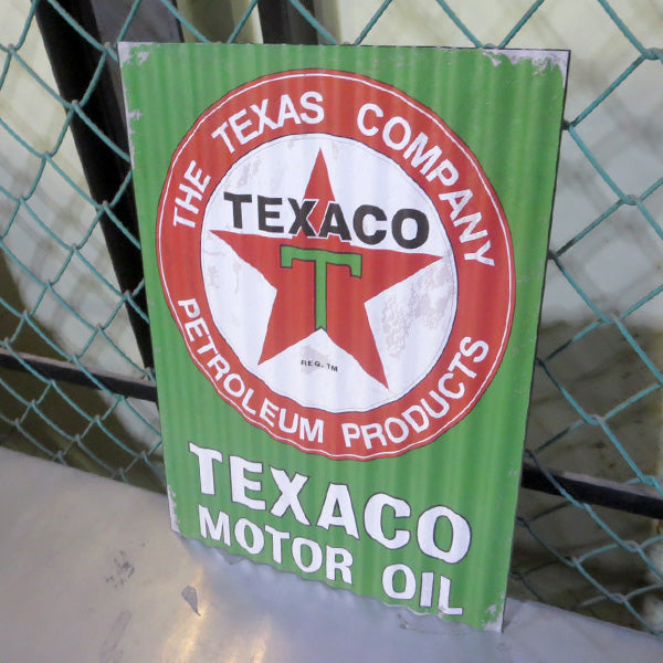 コルゲート メタルサイン TEXACO  MOTOR OIL【テキサコ ブリキ看板】