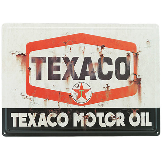 エンボス メタルサイン TEXACO  MOTOR OIL　【テキサコ ブリキ看板】