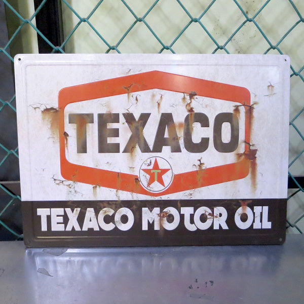 エンボス メタルサイン TEXACO  MOTOR OIL　【テキサコ ブリキ看板】