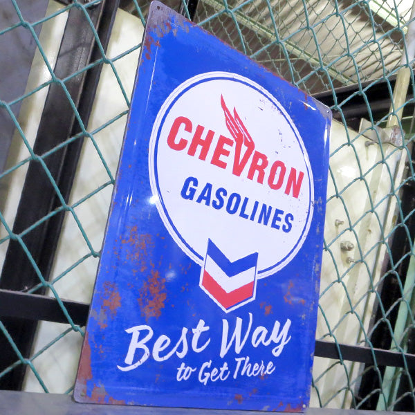 エンボス メタルサイン CHEVRON  Best Way　【シェブロン ブリキ看板】