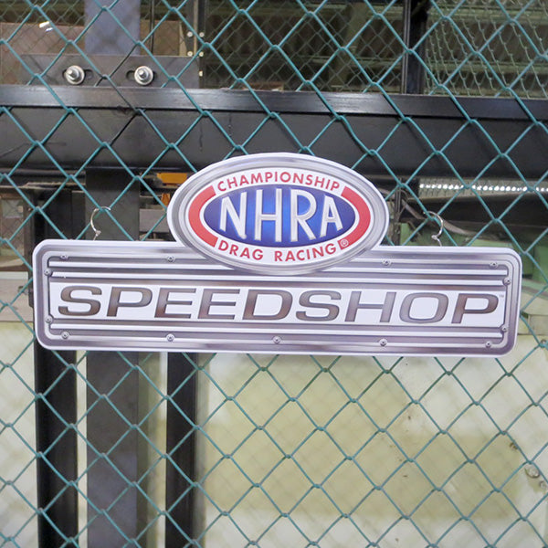 Die-cut embossed metal sign NHRA SPEEDSHOP [Tin Sign]