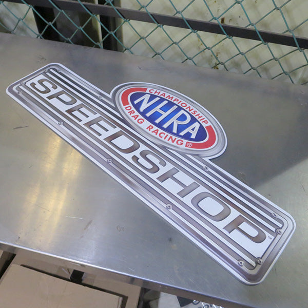 Die-cut embossed metal sign NHRA SPEEDSHOP [Tin Sign]