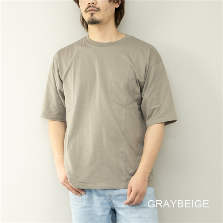 Tシャツ メンズ 半袖 接触冷感 天竺 ビッグシルエット ポケット付き カットソー 部屋着 ルームウェア